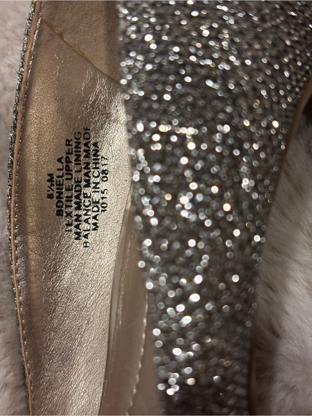 Bandolino Sparkling Silver Peep-Toe Heels with Crystal Floral Embellishment